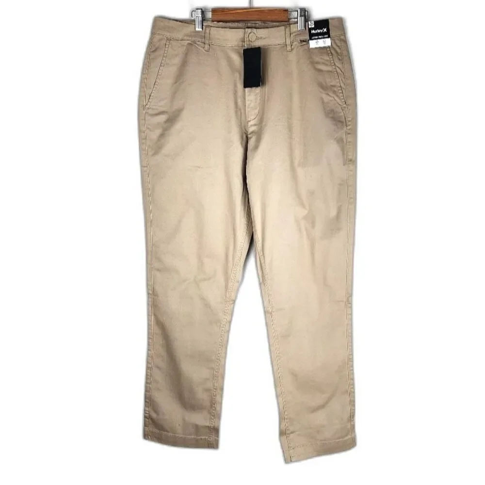 NWT Hurley Everyday Twill Chino Pants Men's 36 Khaki Beige Stretch Work Golf - Picture 3 of 14
